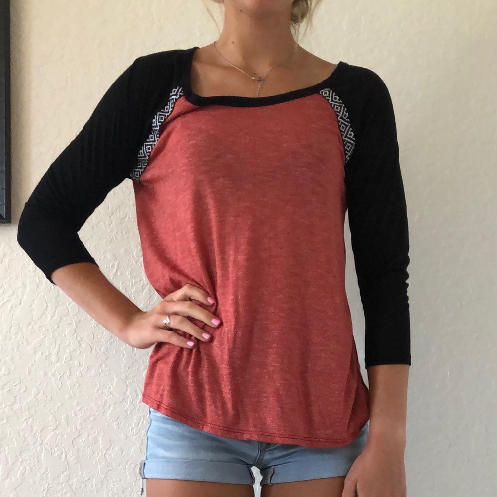 Long Sleeve Red and Black Shirt